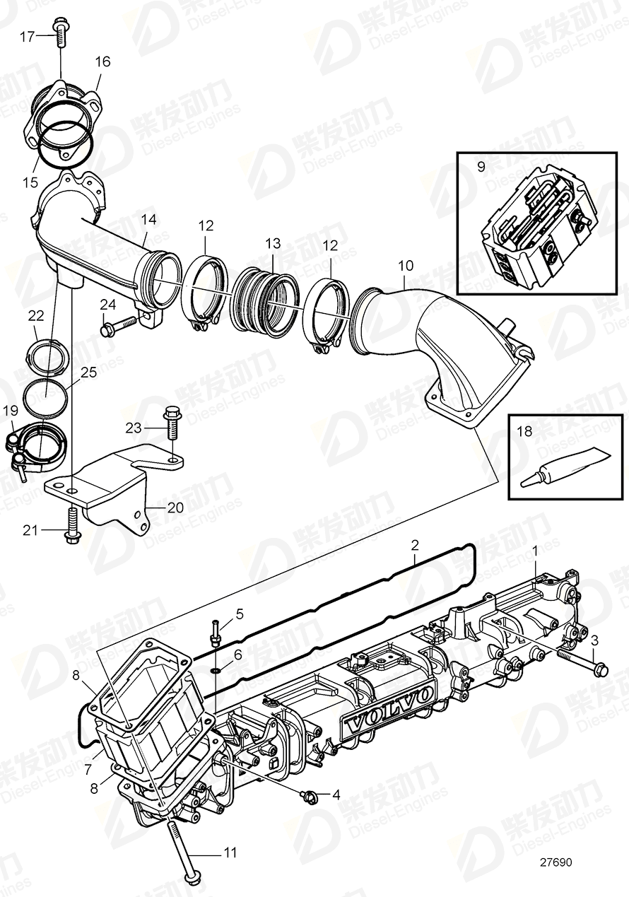 volvo penta Gasket 20495666 Drawing volvo penta Gasket 20495666 Drawing